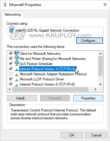 เลือกรายการ IPv4