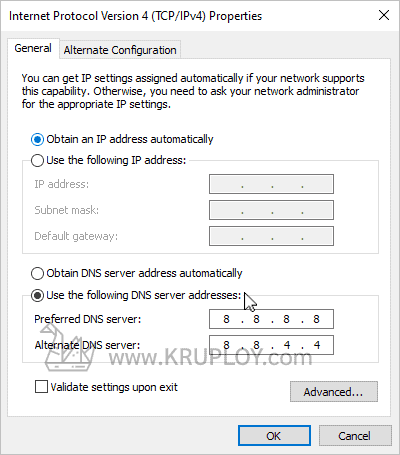 กรอก DNS Server ตามที่ต้องการ